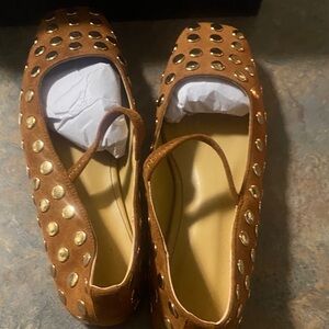 Gold Studded Brown Loafers